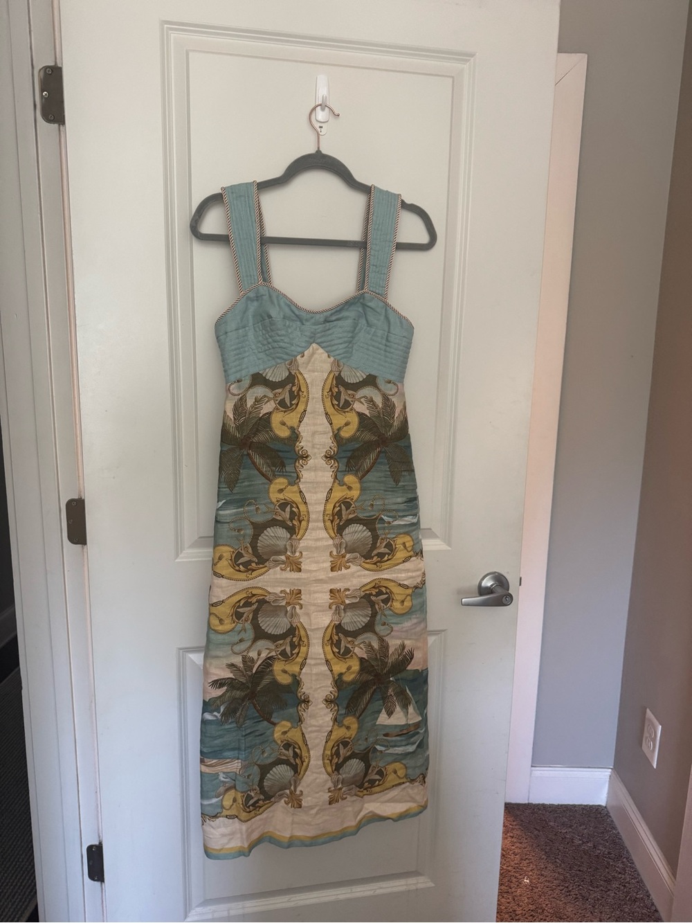 FARM Rio Seafoam and Yellow Printed Midi Dress